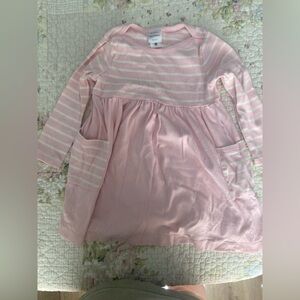 Hanna Andersson pink and White Striped Long Sleeve dress